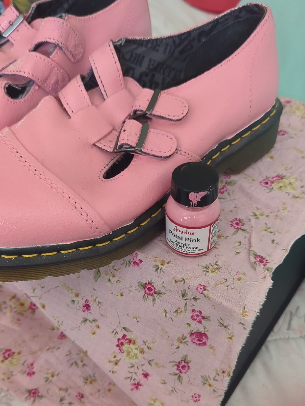 Doc Martens Air Wair Mary Janes DIY Custom Color Petal Pink Size 11 - Picture 13 of 15